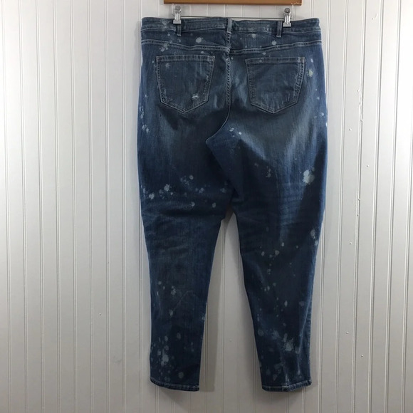 Lane Bryant Boyfriend Jeans Womens 22 Medium Bleach Splatter Cotton Distressed‎ - Picture 4 of 13
